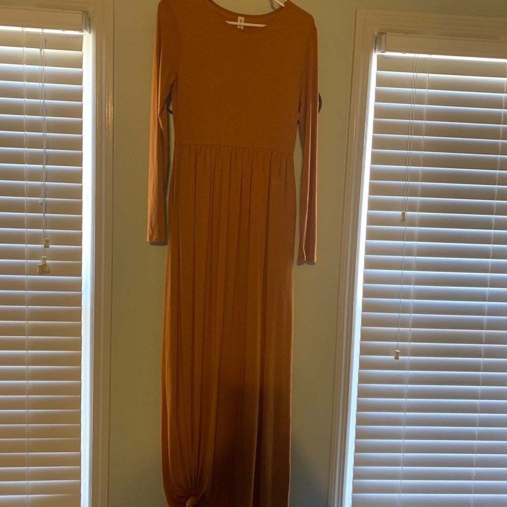 Long mustard pocketed dress